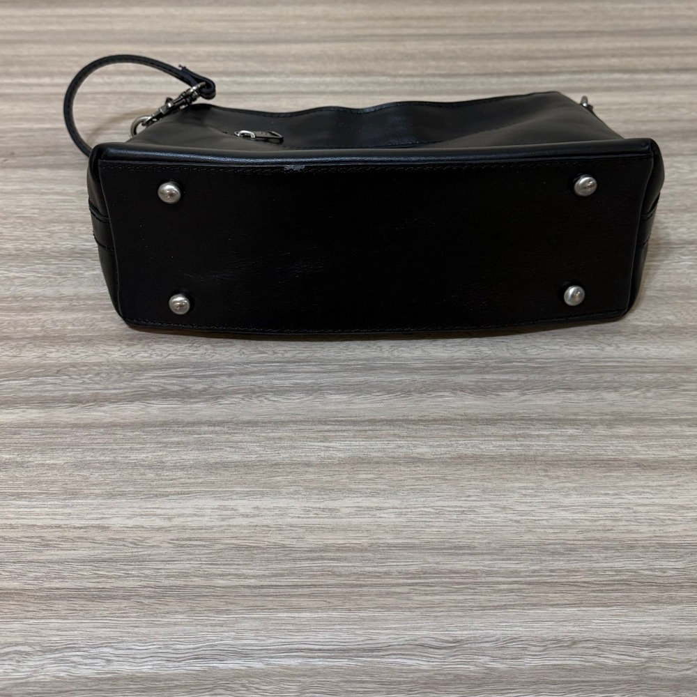 Patricia Nash Black Leather Shoulder Bag‎ Silver Hardware Zip Small Hobo Purse - Picture 10 of 16